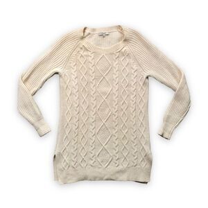 Madewell Cream Cable Knit Merino Wool Sweater Size Small Classic Neutral